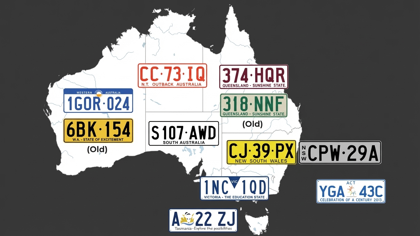 各州車牌設計與模糊車尾