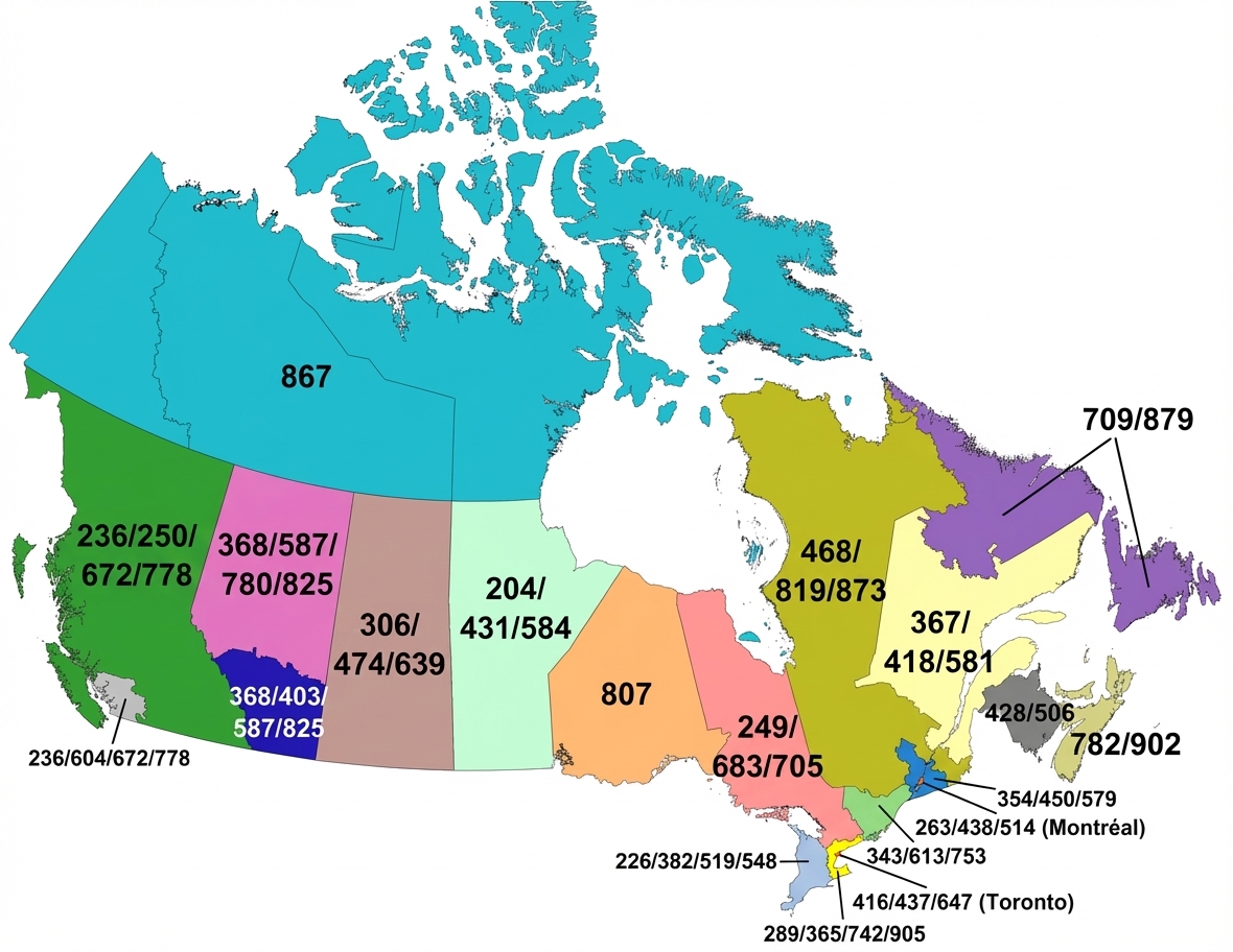 加拿大三位數區號電話