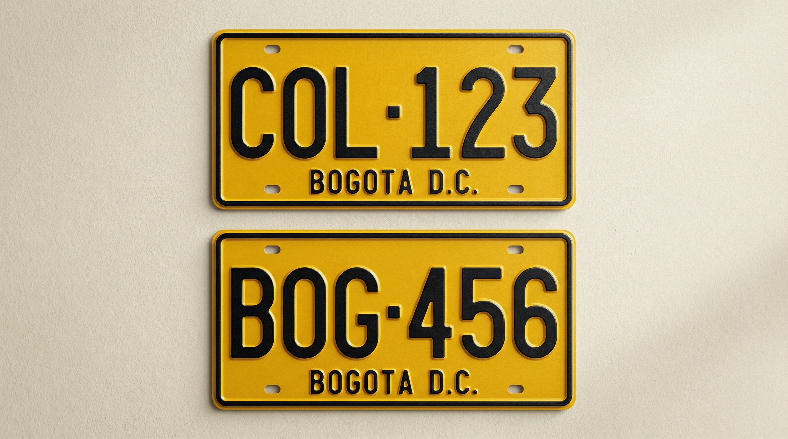 哥倫比亞黃色車牌與綜合特徵