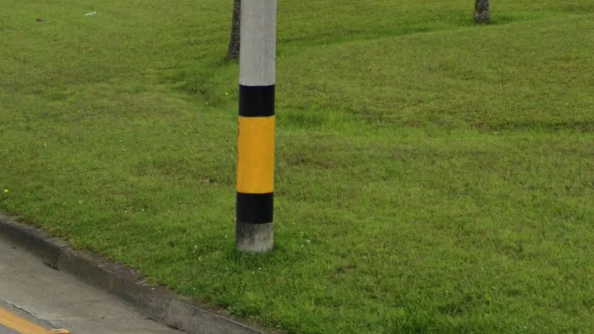 電線桿獨特黑黃或黑橙條紋