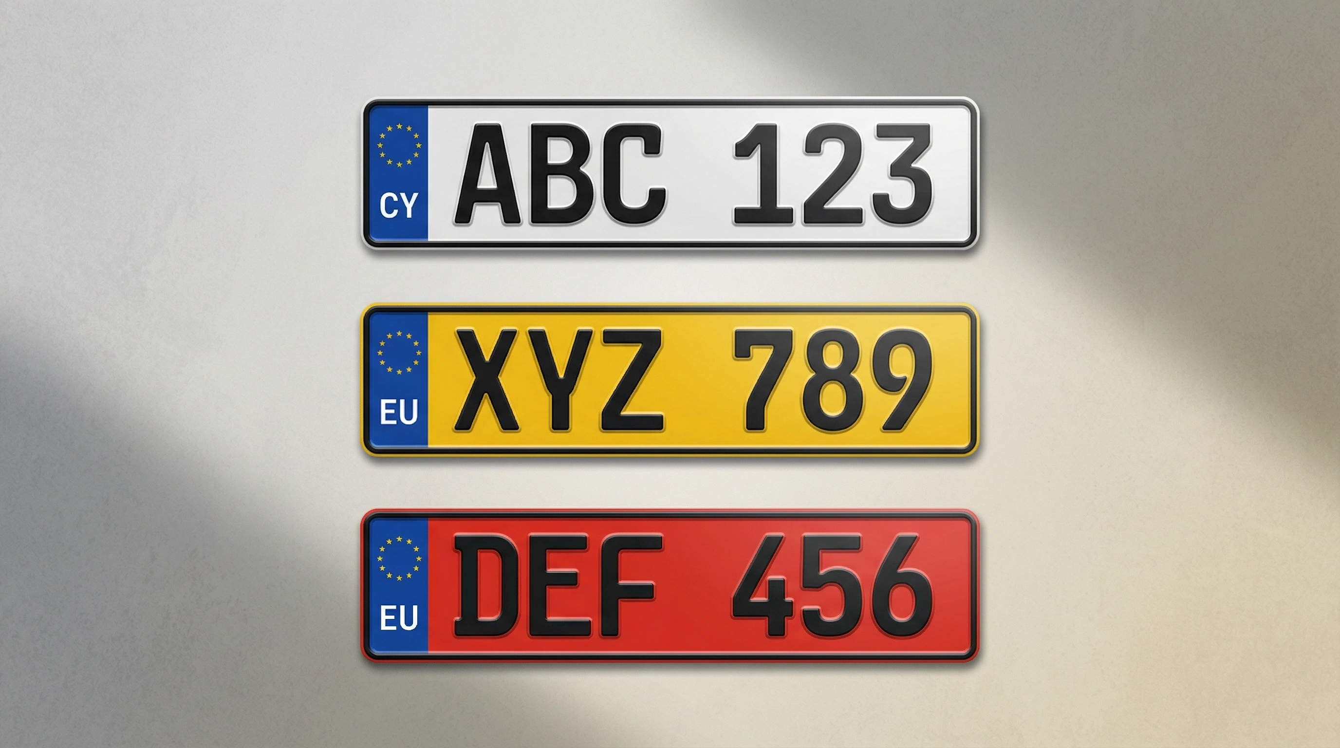 賽普勒斯白色歐盟車牌與綜合特徵