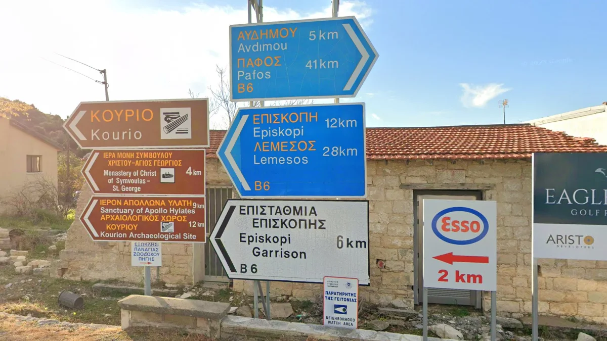 方向標誌希臘語全大寫