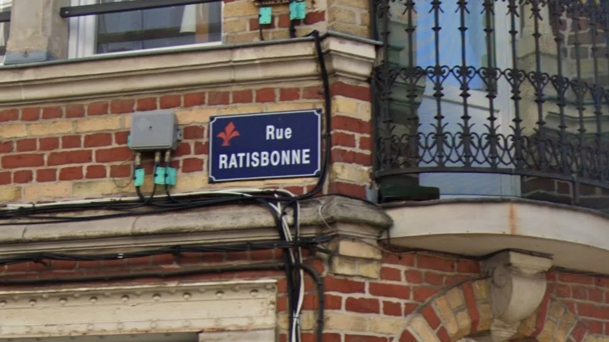 里爾紅色百合花街牌