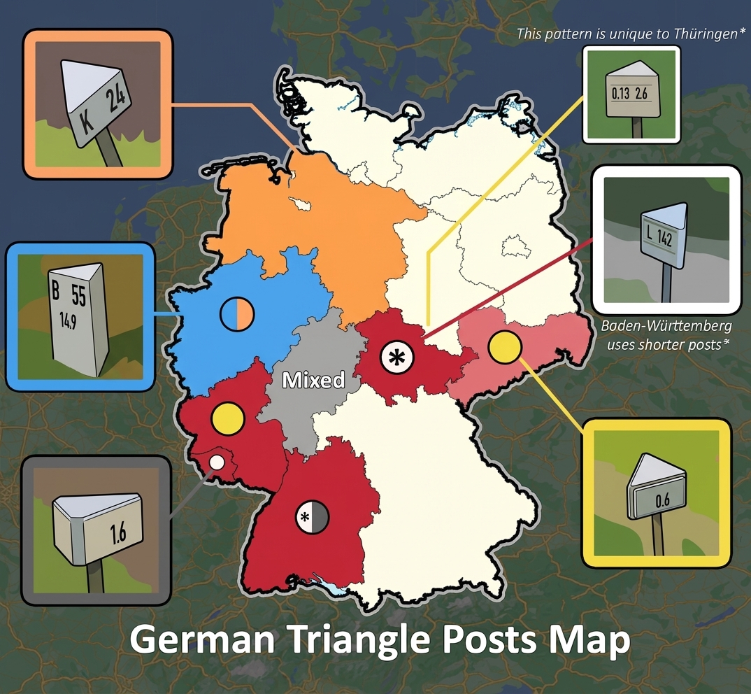 德國各邦三角柱分佈