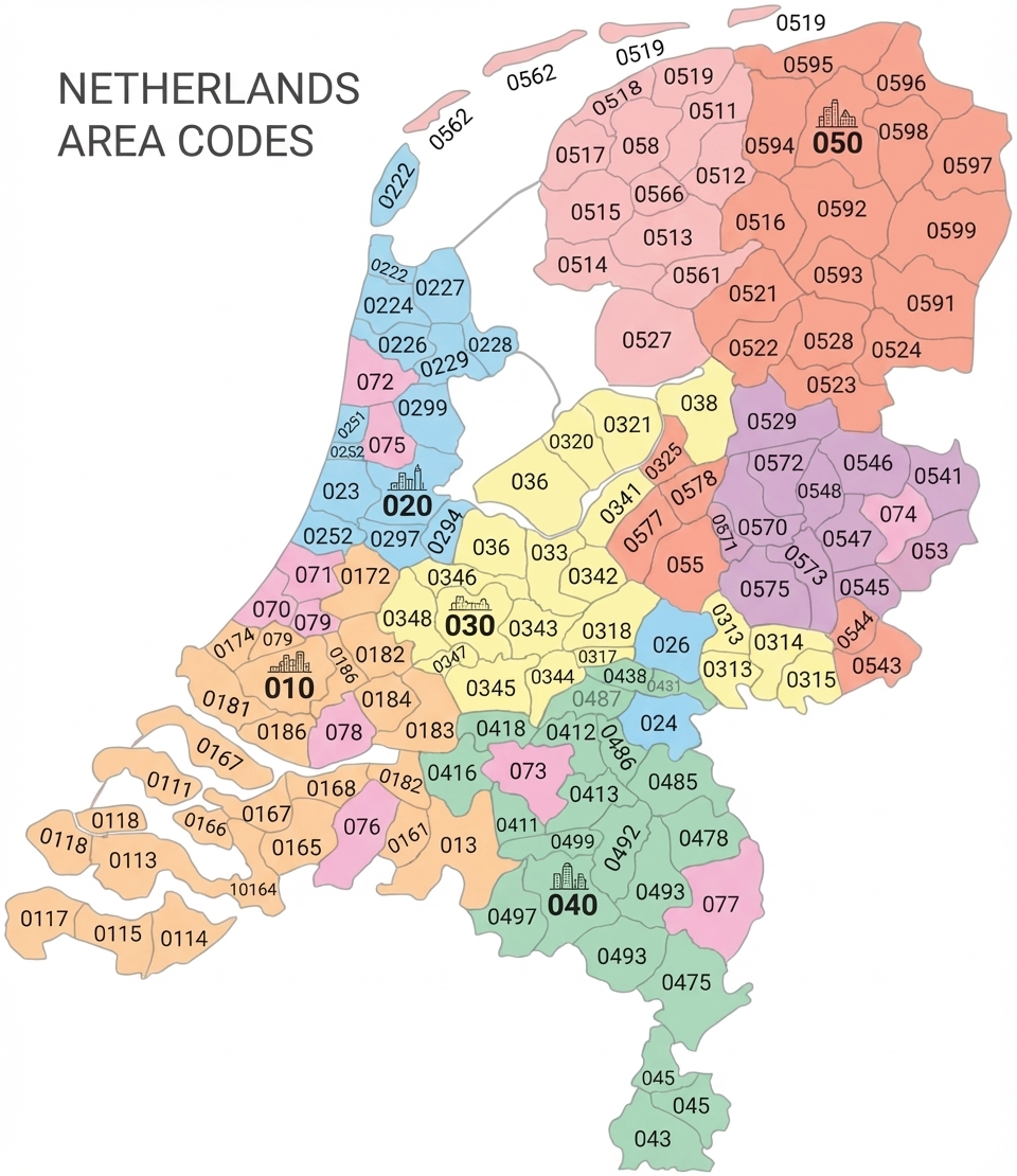 荷蘭電話區號與地理分組
