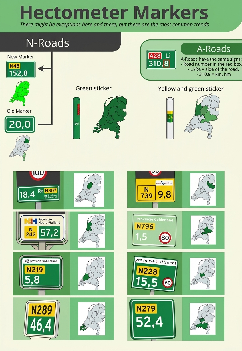 荷蘭省級百米道路標記