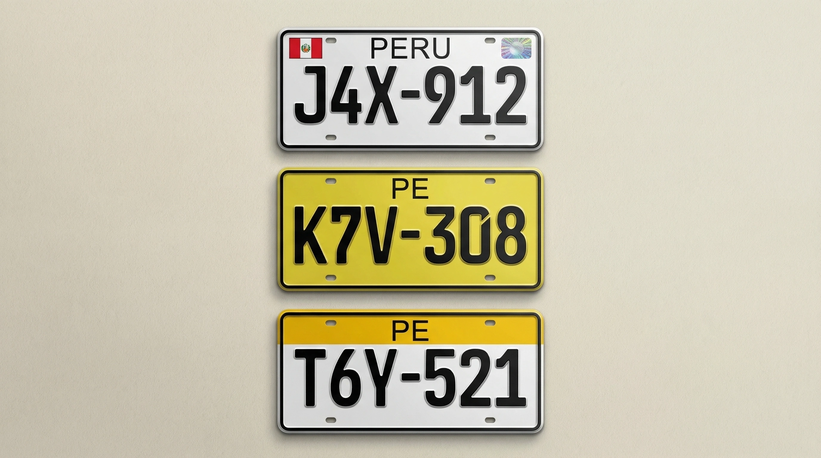 秘魯白色車牌與街景車