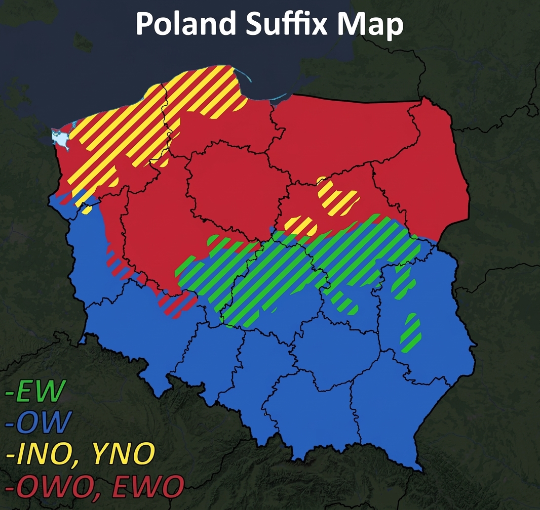 地名結尾詞分佈