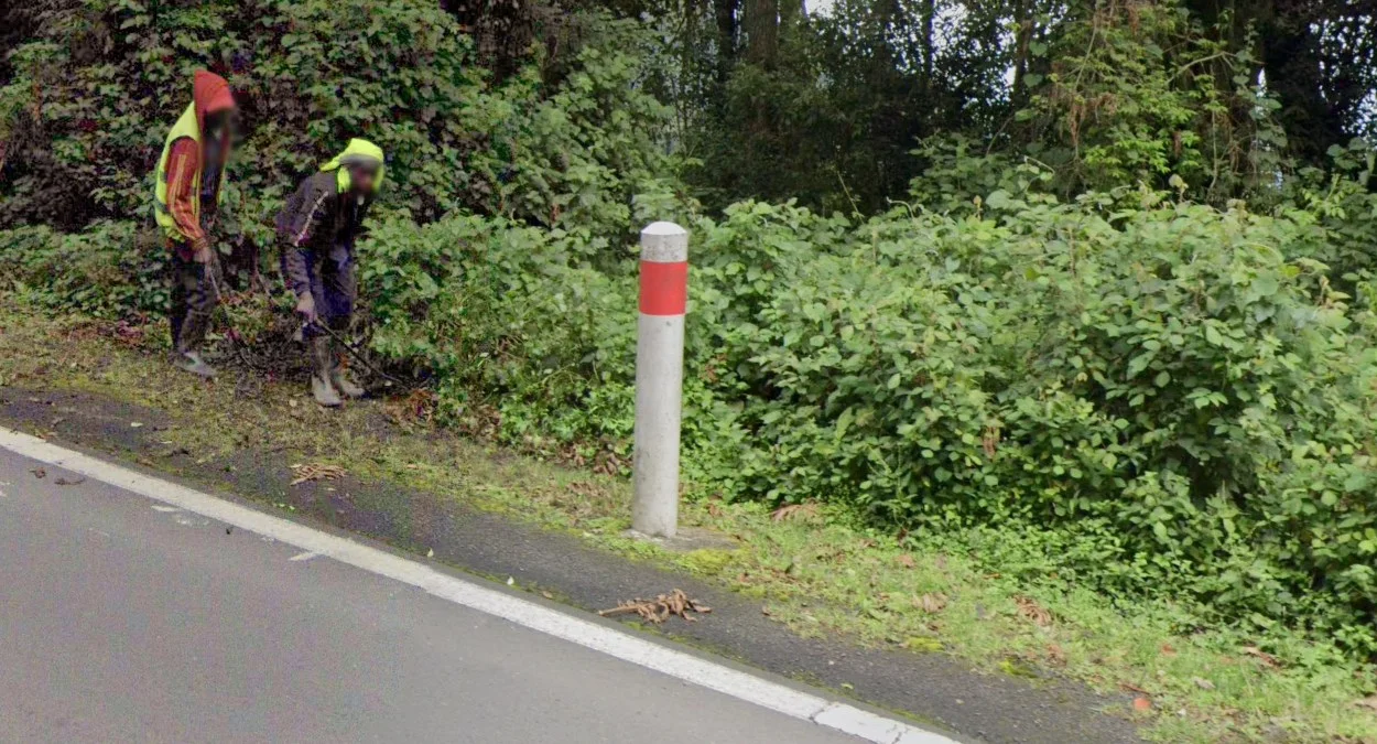 紅白色圓柱形護柱