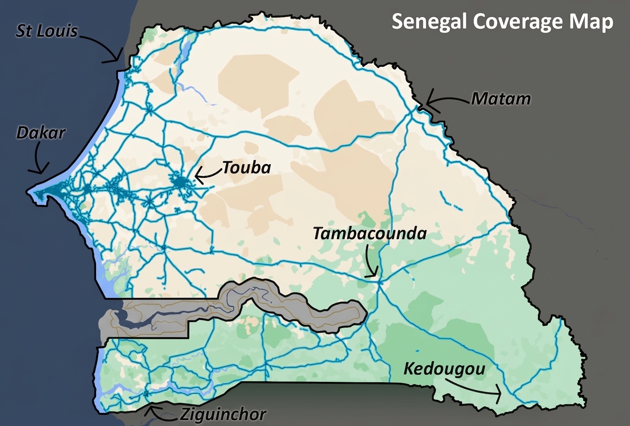 塞內加爾街景覆蓋地圖