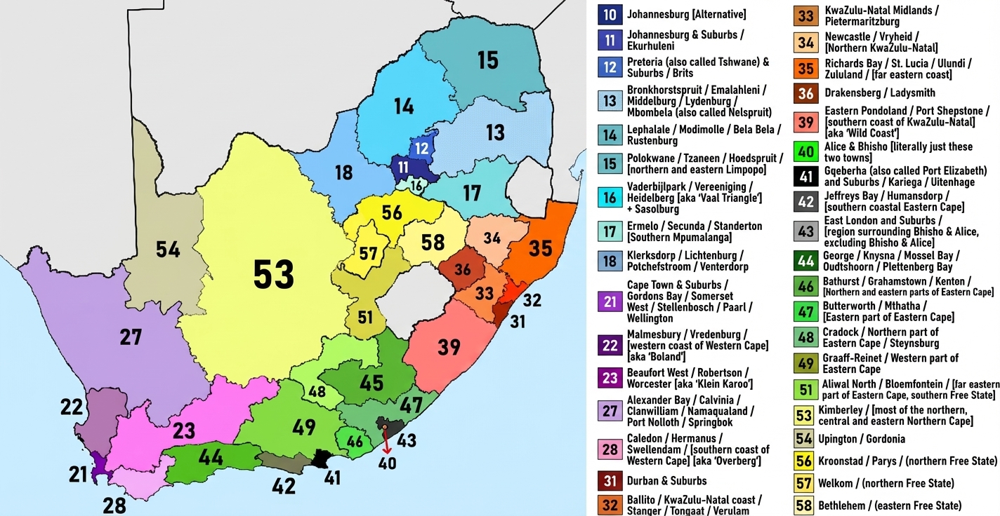 電話號碼與區號分佈