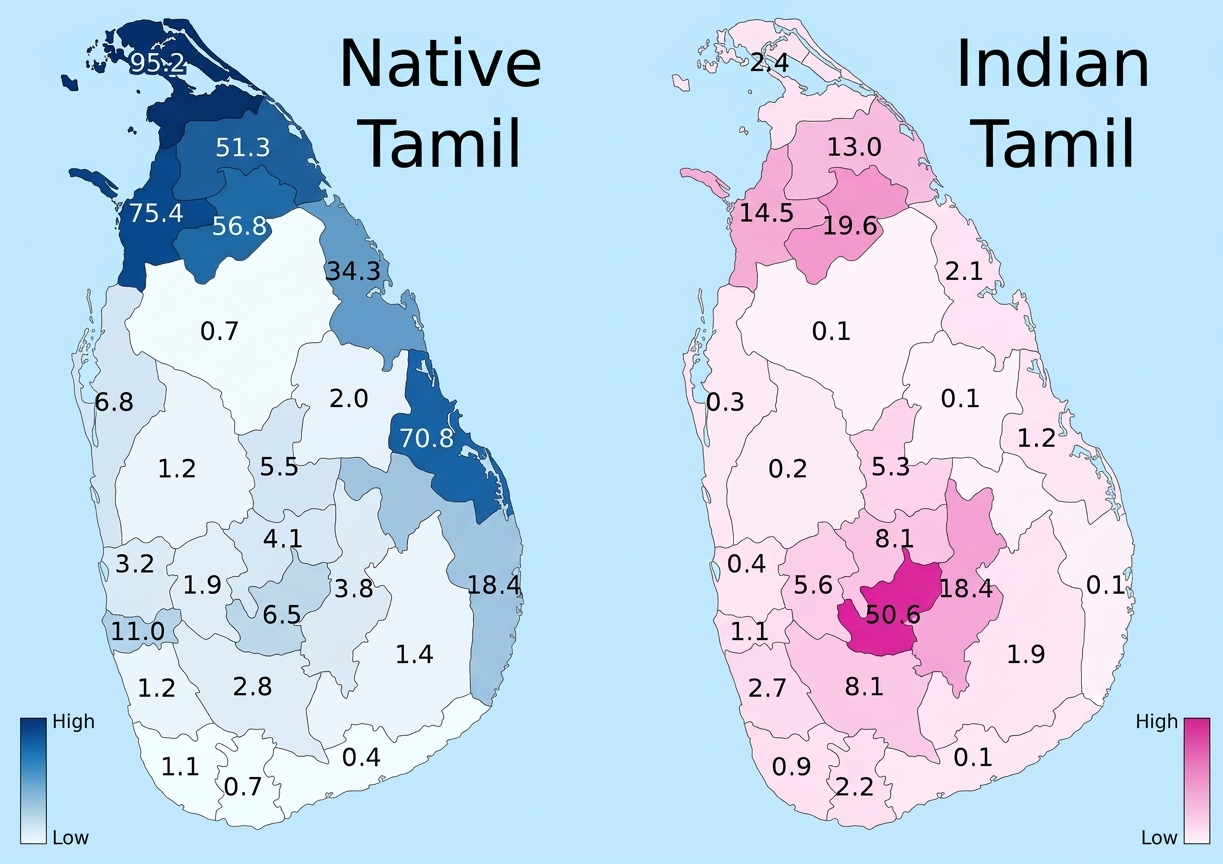 泰米爾語文字分佈