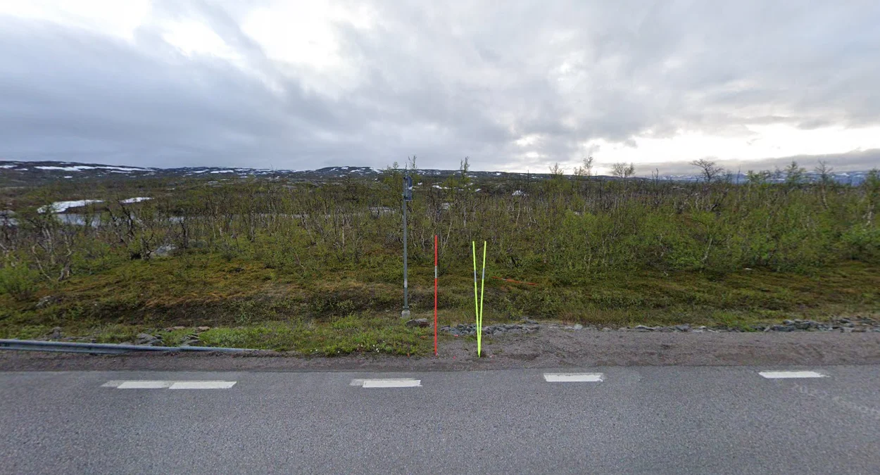 E10公路邊境的混合色雪桿