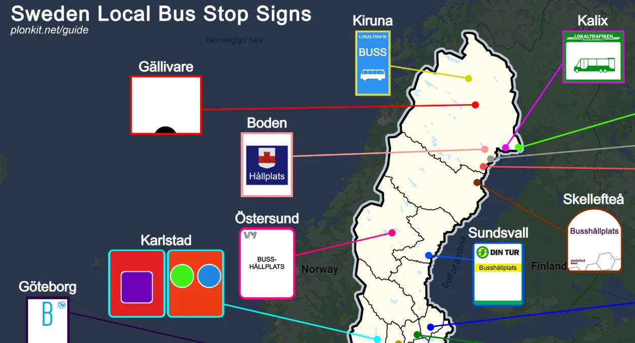 各城市的當地公車站牌