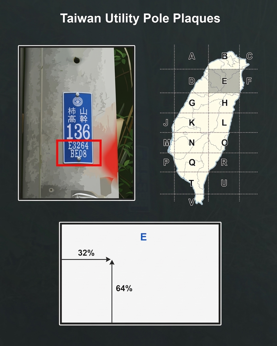 電線桿藍色座標牌